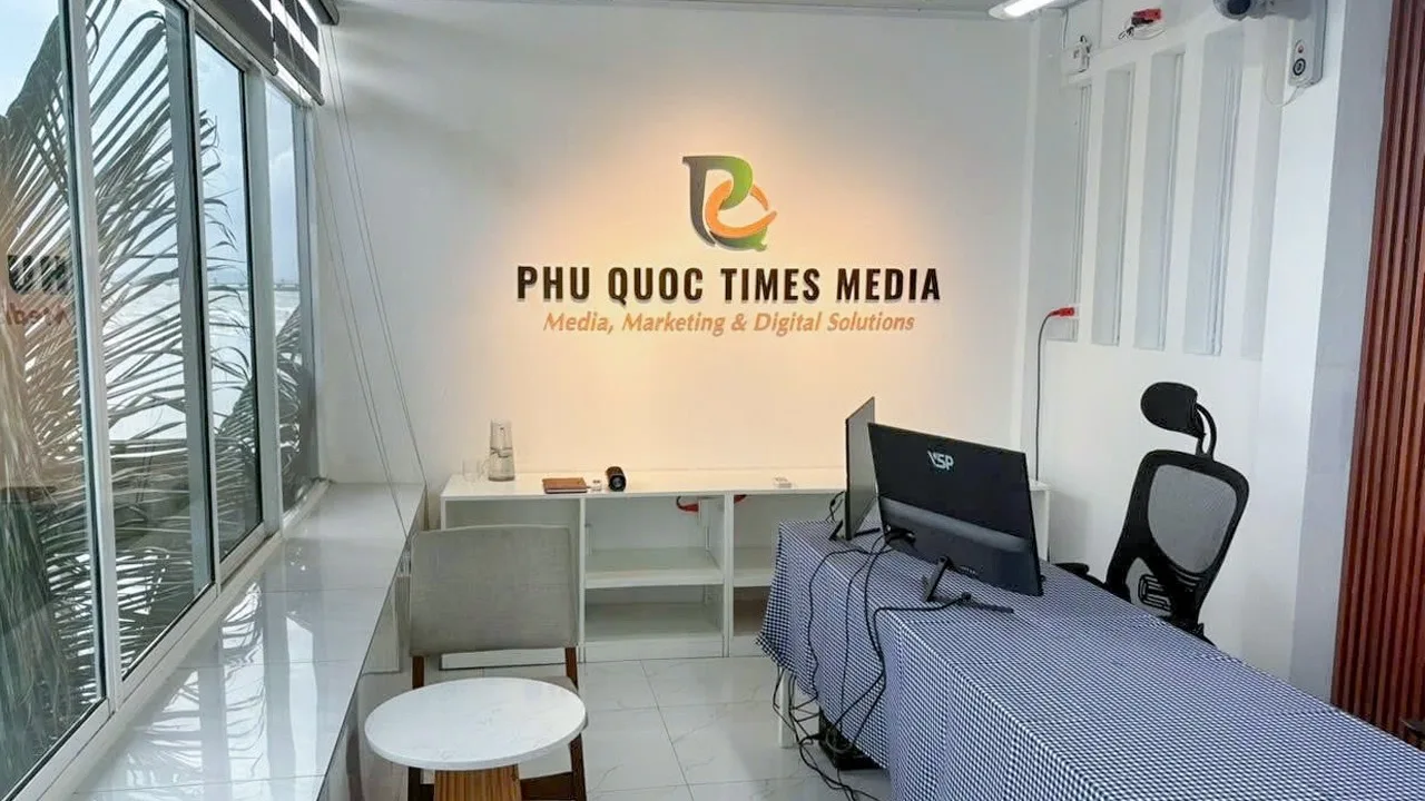 The Phu Quoc Times Media team at its office in Phu Quoc